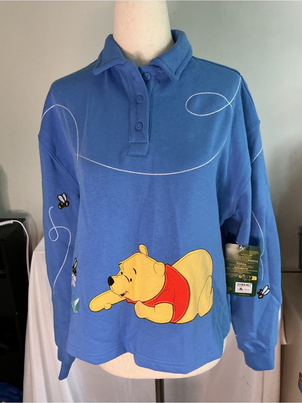Disney Blue Winnie the Pooh Pullover with Yellow & Red Applique